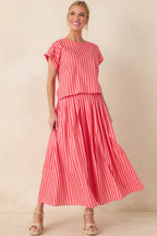 Women's Making Moves Orange & Pink Stripe Cotton Maxi Skirt | 100% Cotton 1