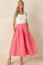 Women's Making Moves Orange & Pink Stripe Cotton Maxi Skirt | 100% Cotton 2