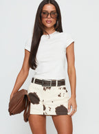 Women's Maxa Denim Mini Skirt Cow Print | Mini skirt in cow print with a mid-rise fit 1