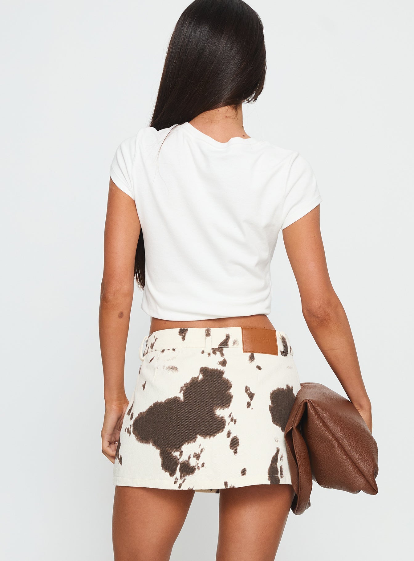 Women's Maxa Denim Mini Skirt Cow Print | Mini skirt in cow print with a mid-rise fit 4