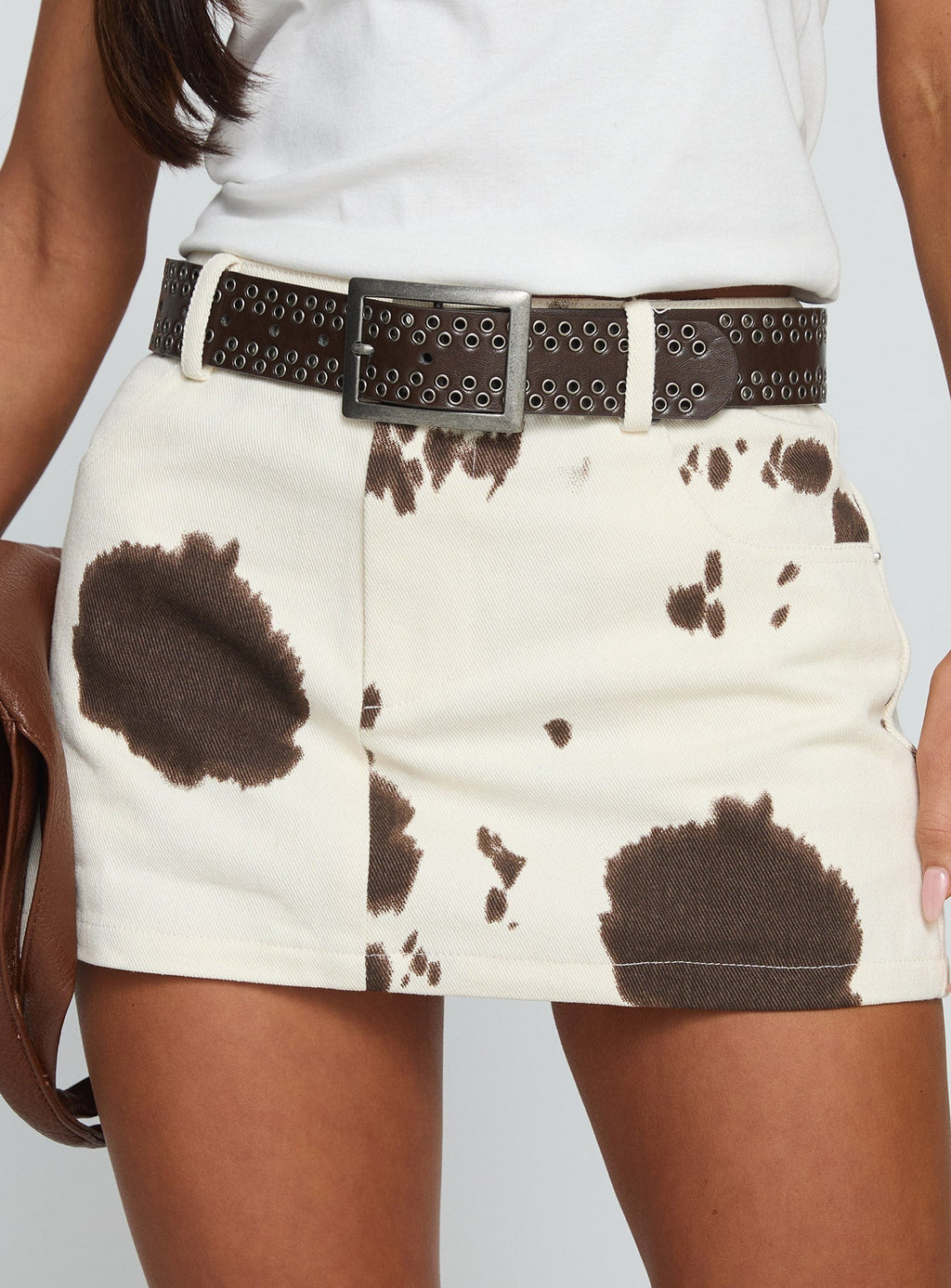 Women's Maxa Denim Mini Skirt Cow Print | Mini skirt in cow print with a mid-rise fit 5