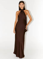 Women's Maxi Dress for Women with Halter Neck Design | Luxurious Satin for Effortless Style | Halter neckline — flatteri 0