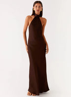 Women's Maxi Dress for Women with Halter Neck Design | Luxurious Satin for Effortless Style | Halter neckline — flatteri 3