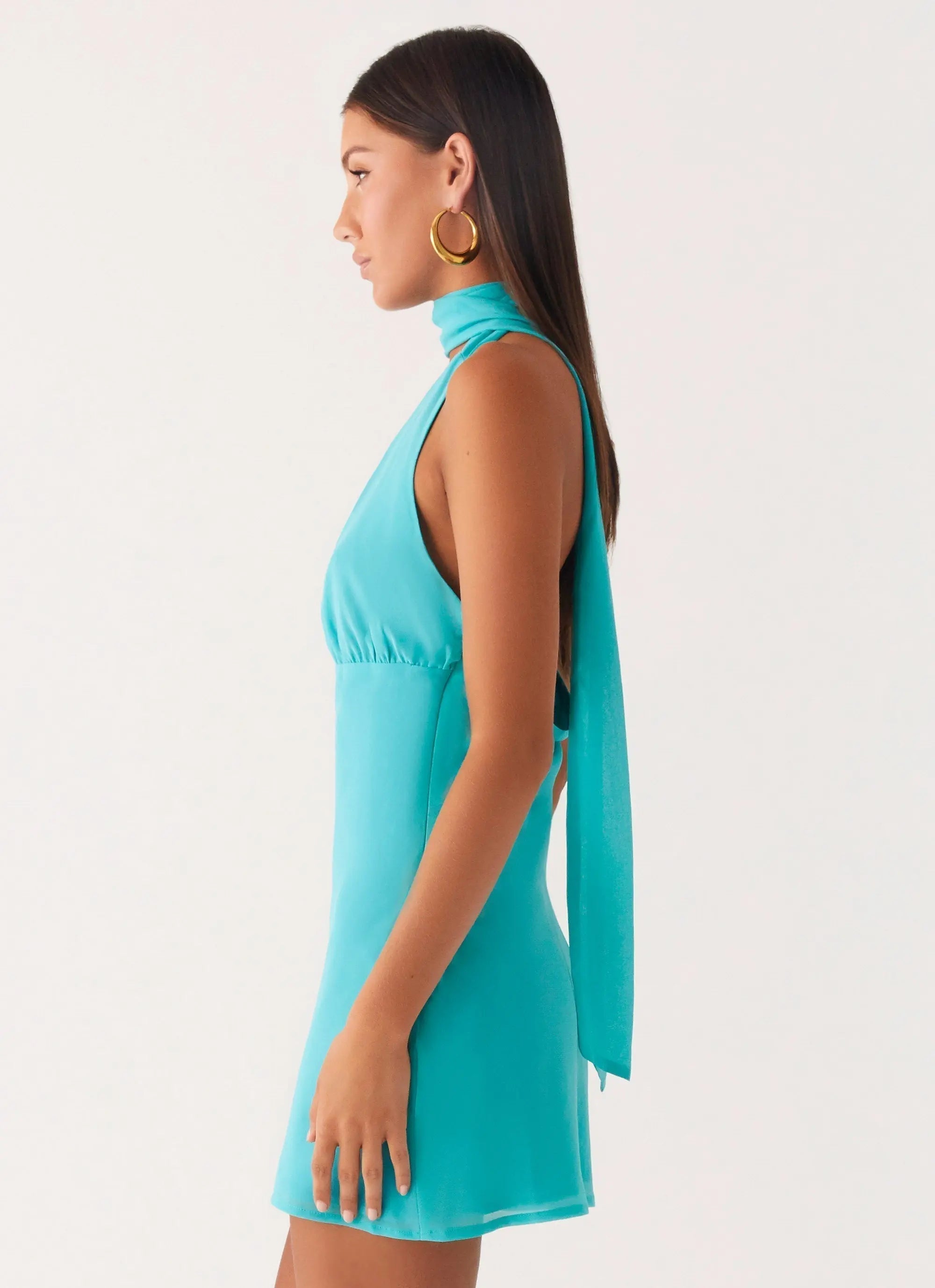 Women's Melisande Collection | Scarf Neck Mini Dress with Plunging V Neckline | Elegant Evening Wear for Stylish Nights  2