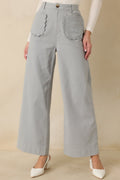 Women's Memories Made Dusty Blue Cotton Wide Leg Pants | 97% Cotton & 3% Spandex 0
