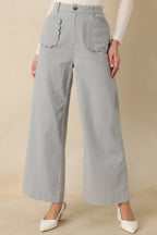 Women's Memories Made Dusty Blue Cotton Wide Leg Pants | 97% Cotton & 3% Spandex 0