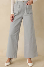 Women's Memories Made Dusty Blue Cotton Wide Leg Pants | 97% Cotton & 3% Spandex 2
