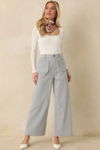 Women's Memories Made Dusty Blue Cotton Wide Leg Pants | 97% Cotton & 3% Spandex 3