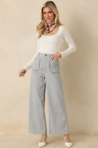 Women's Memories Made Dusty Blue Cotton Wide Leg Pants | 97% Cotton & 3% Spandex 5