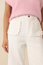 Women's Memories Made Ivory Cotton Wide Leg Pants | 97% Cotton & 3% Spandex 1