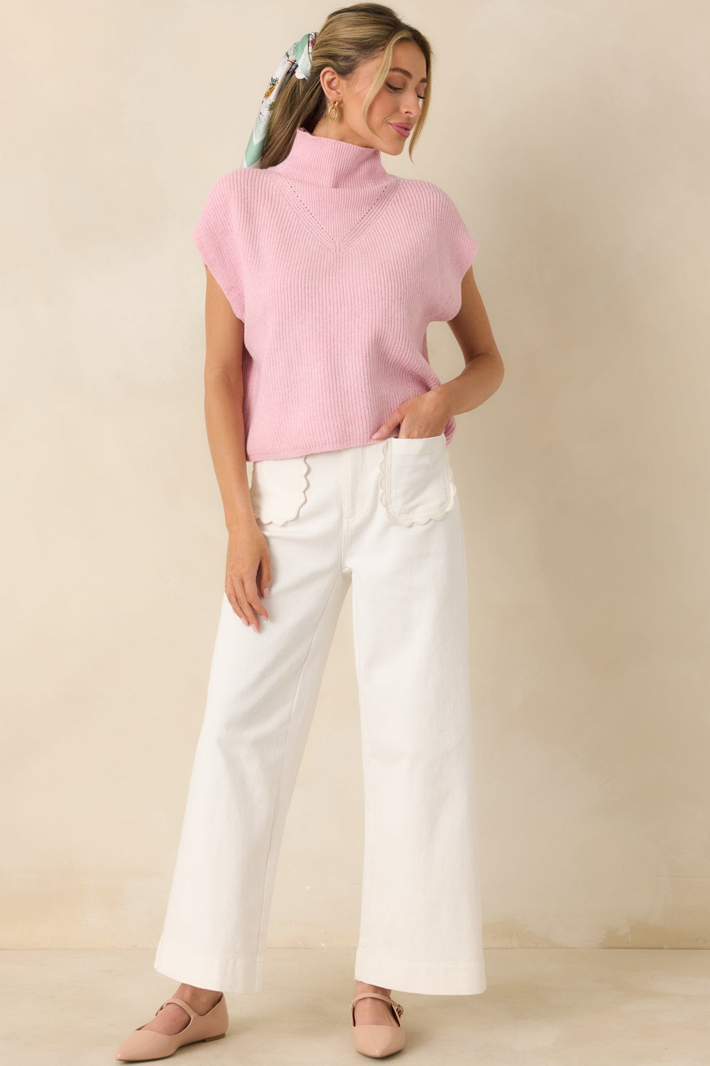 Women's Memories Made Ivory Cotton Wide Leg Pants | 97% Cotton & 3% Spandex 2