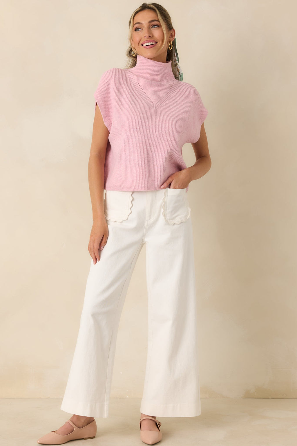 Women's Memories Made Ivory Cotton Wide Leg Pants | 97% Cotton & 3% Spandex 3