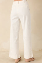 Women's Memories Made Ivory Cotton Wide Leg Pants | 97% Cotton & 3% Spandex 5