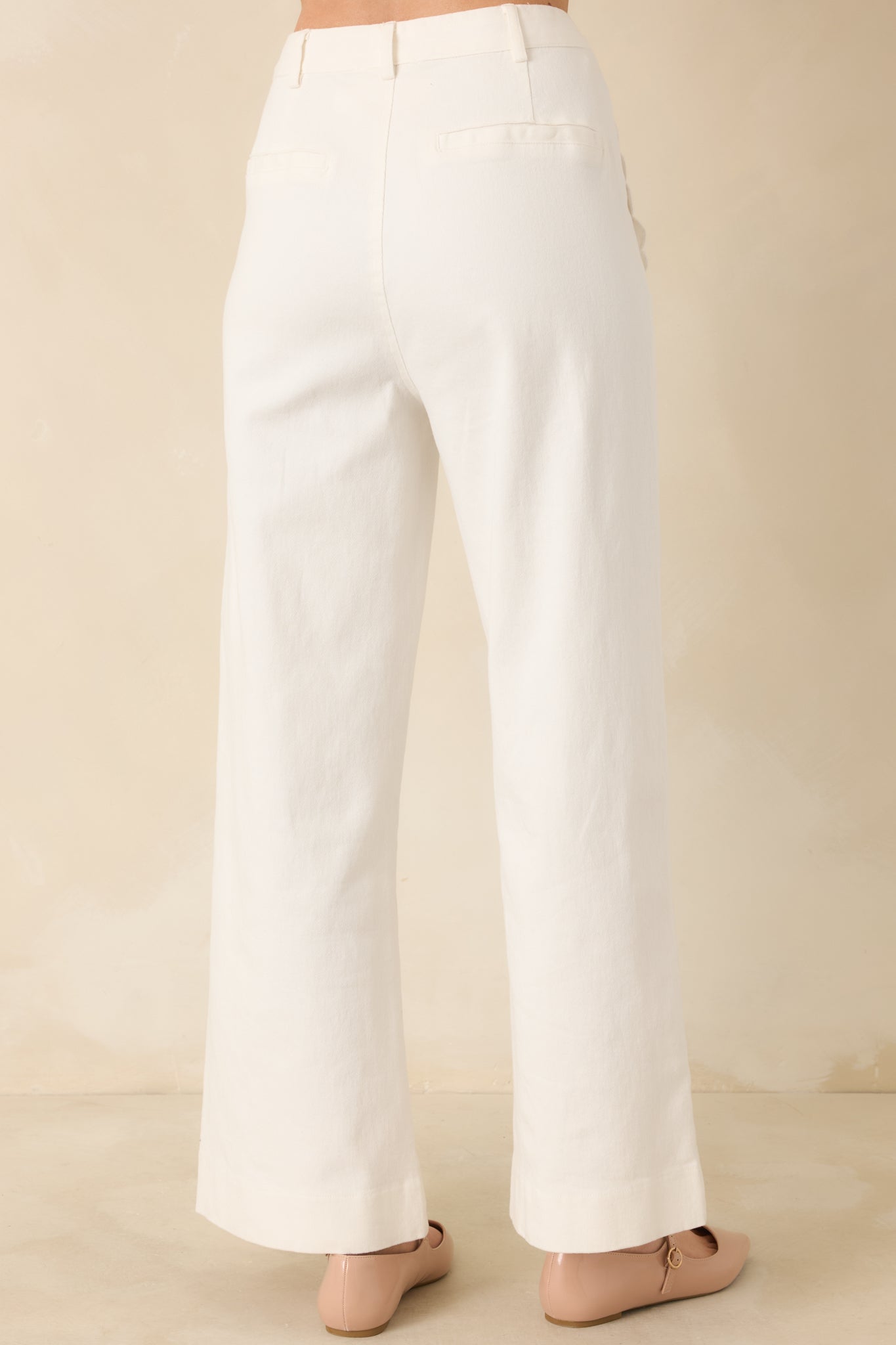 Women's Memories Made Ivory Cotton Wide Leg Pants | 97% Cotton & 3% Spandex 5