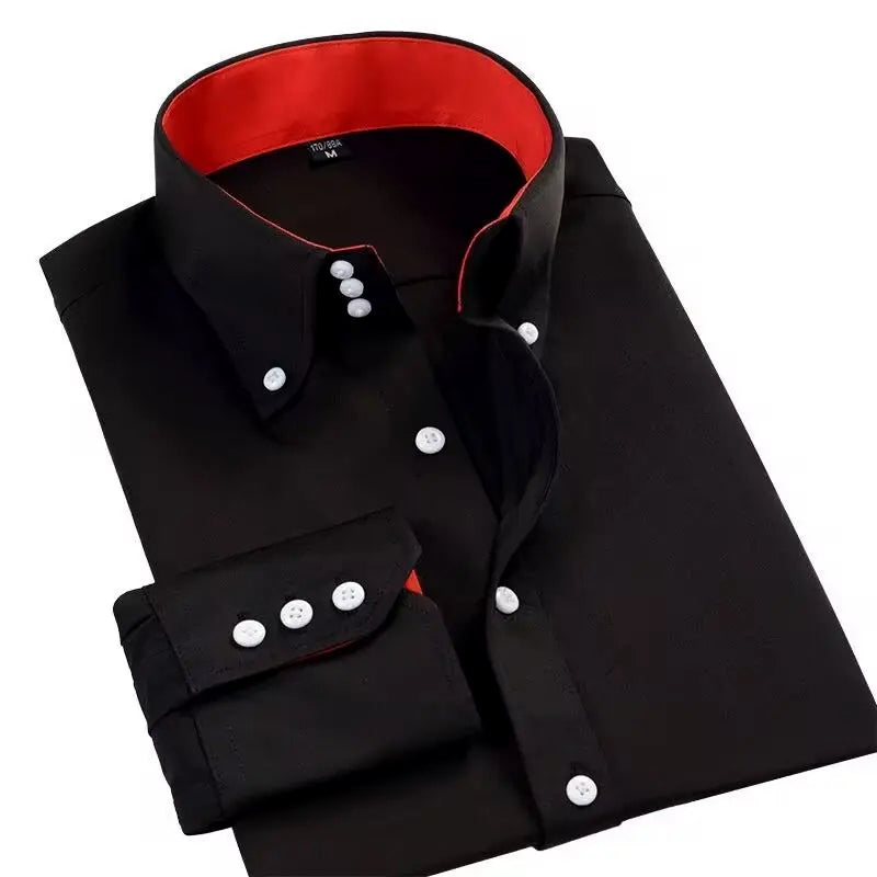 Women's Men’s Button-Up Dress Shirt with Contrast Buttons | Fit: Regular fit 1
