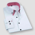 Women's Men’s Contrast Collar Dress Shirt | Cotton and poly blend for comfort and breathabilit 0