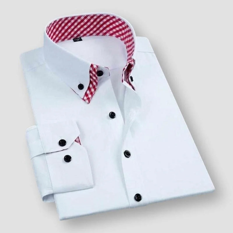 Women's Men’s Contrast Collar Dress Shirt | Cotton and poly blend for comfort and breathabilit 0