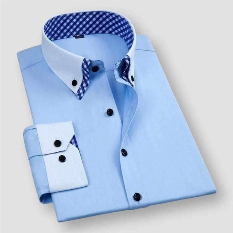 Women's Men’s Contrast Collar Dress Shirt | Cotton and poly blend for comfort and breathabilit 1