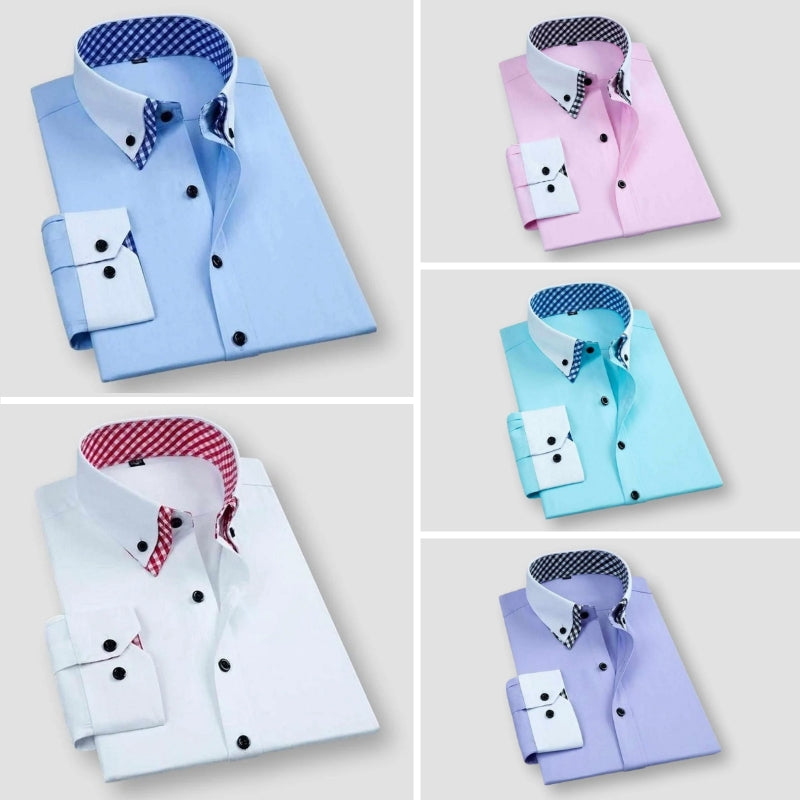 Women's Men’s Contrast Collar Dress Shirt | Cotton and poly blend for comfort and breathabilit 5