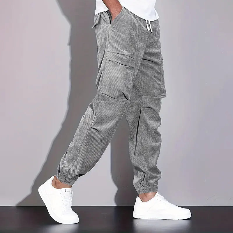 Women's Men’s Corduroy Cargo Pants with Multiple Pockets | Length: Full length 0