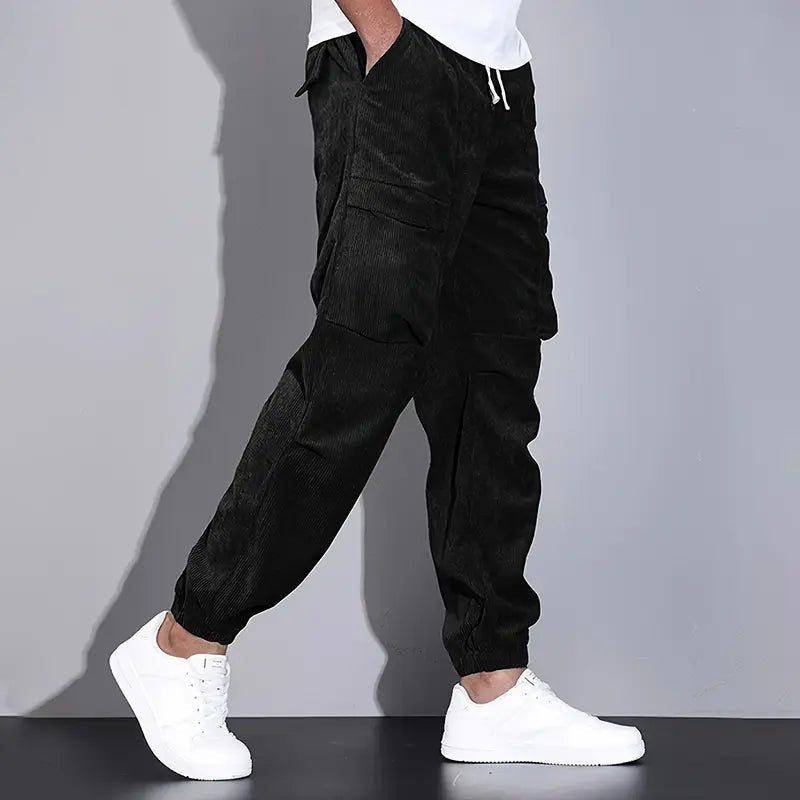 Women's Men’s Corduroy Cargo Pants with Multiple Pockets | Length: Full length 1