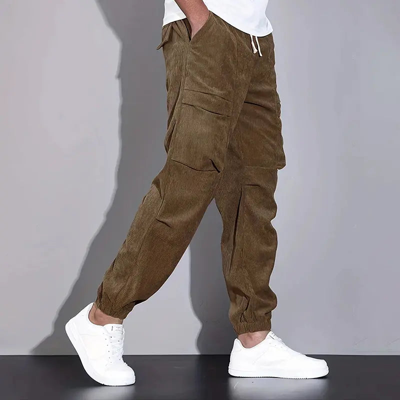Women's Men’s Corduroy Cargo Pants with Multiple Pockets | Length: Full length 2