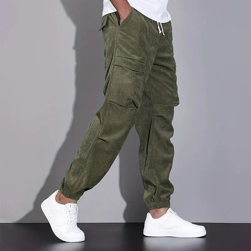 Women's Men’s Corduroy Cargo Pants with Multiple Pockets | Length: Full length 4