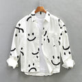 Women's Men’s Cotton Long Sleeve Shirt with Smiley Pattern | Length: Standard 0