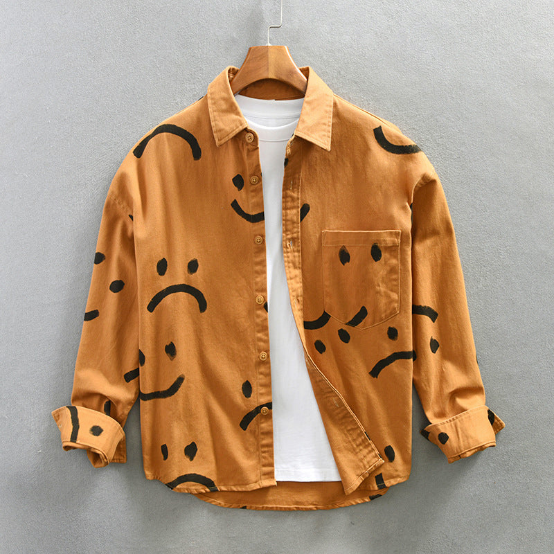 Women's Men’s Cotton Long Sleeve Shirt with Smiley Pattern | Length: Standard 2