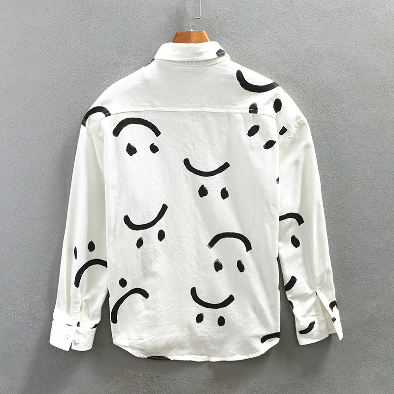 Women's Men’s Cotton Long Sleeve Shirt with Smiley Pattern | Length: Standard 3
