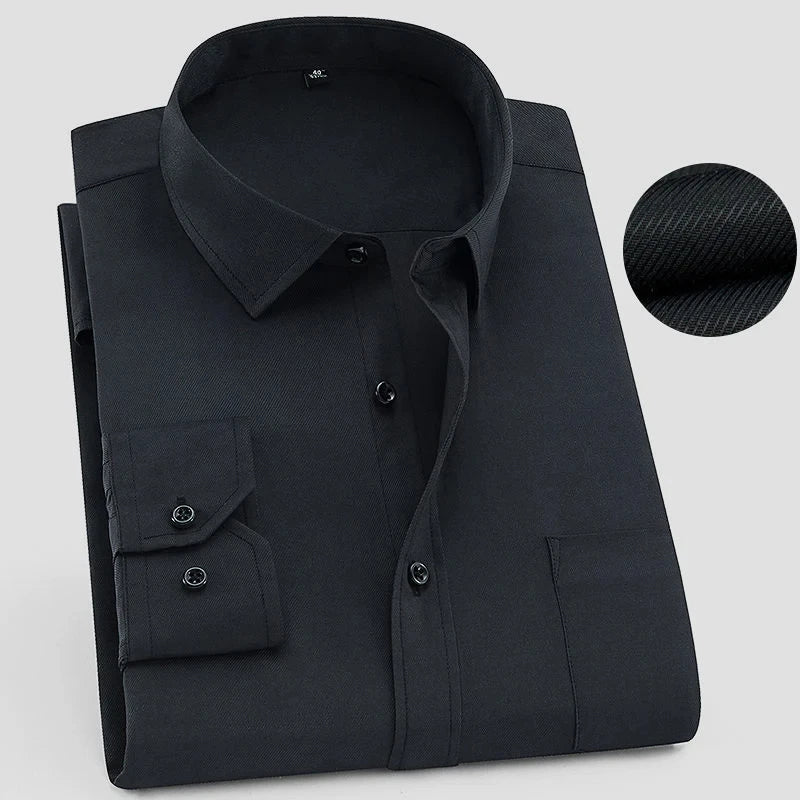 Women's Men’s Long-Sleeve Button-Up Shirt with Textured Weave | Sleeves: Long sleeves 2