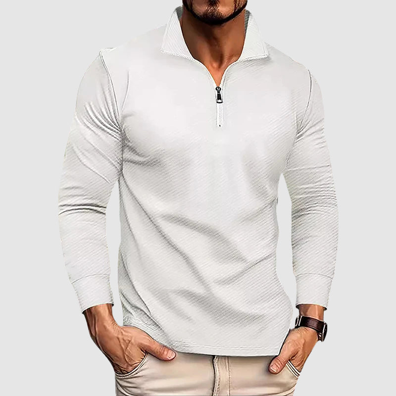 Women's Men’s Long-Sleeve Zip-Collar Top | Length: Hip-length 1
