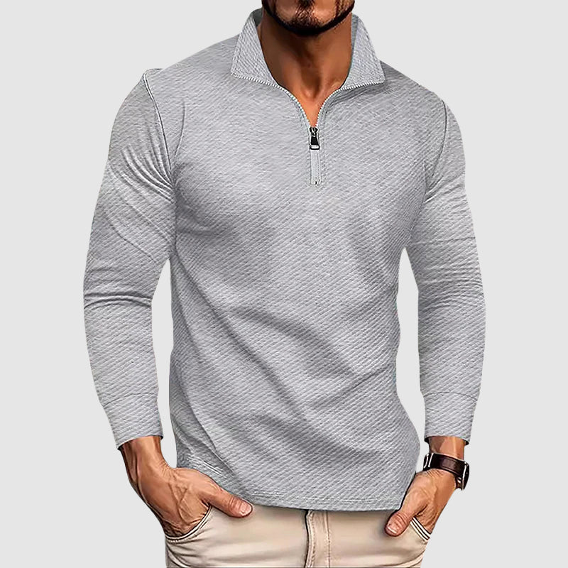 Women's Men’s Long-Sleeve Zip-Collar Top | Length: Hip-length 2