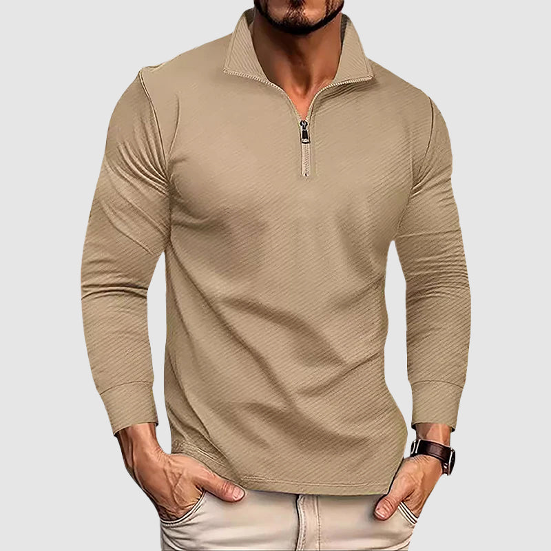Women's Men’s Long-Sleeve Zip-Collar Top | Length: Hip-length 4