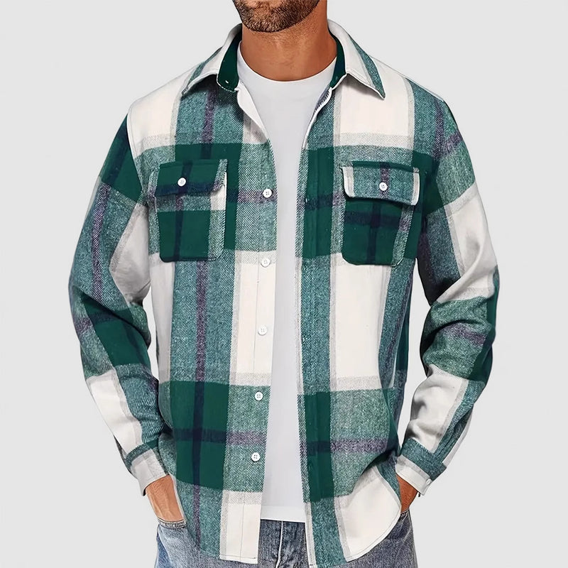 Women's Men’s Plaid Button-Up Shirt with Chest Pockets | Sleeves: Long sleeves 1