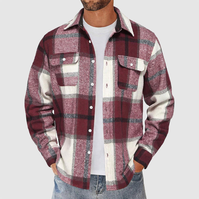 Women's Men’s Plaid Button-Up Shirt with Chest Pockets | Sleeves: Long sleeves 2