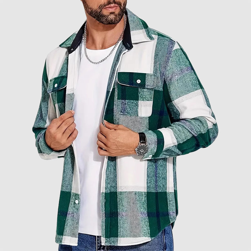 Women's Men’s Plaid Button-Up Shirt with Chest Pockets | Sleeves: Long sleeves 3