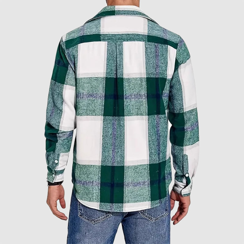 Women's Men’s Plaid Button-Up Shirt with Chest Pockets | Sleeves: Long sleeves 4