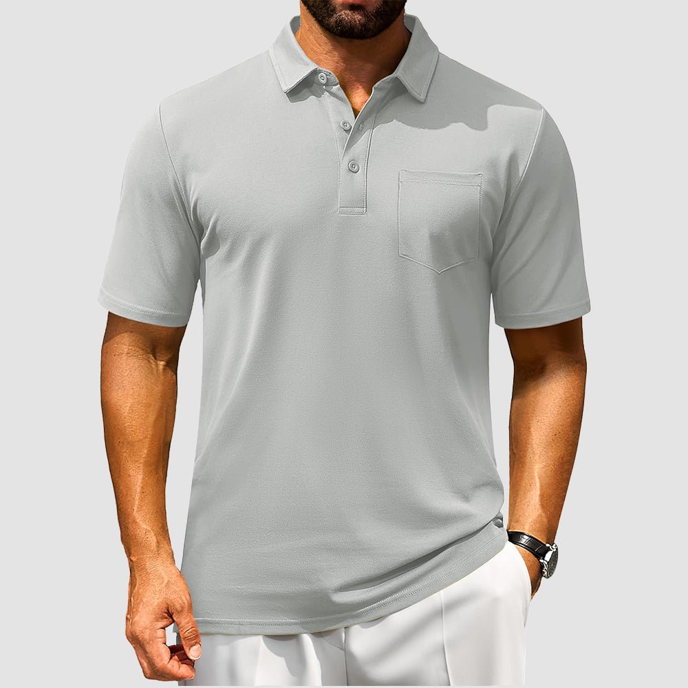 Men's Polo Shirt | Breathable Cotton Blend with Chest Pocket | Comfortable Fit for Golf and Casual Wear 20