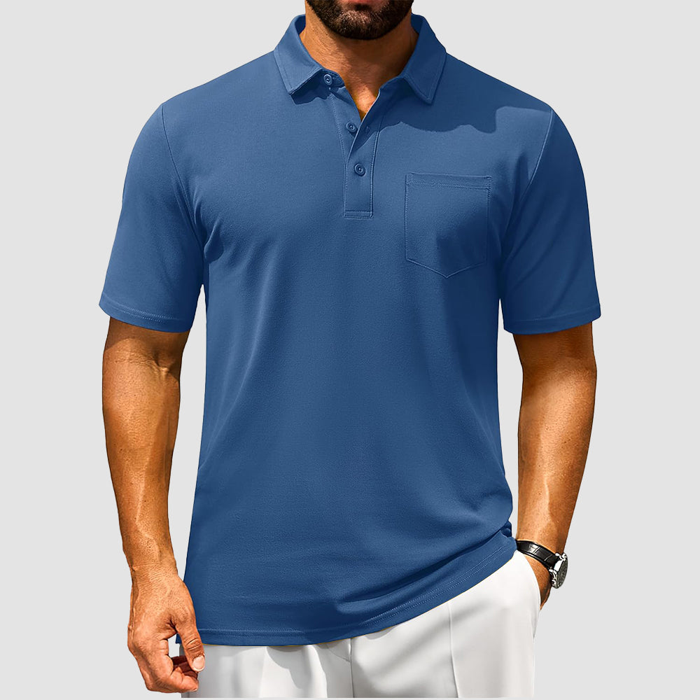 Men's Polo Shirt | Breathable Cotton Blend with Chest Pocket | Comfortable Fit for Golf and Casual Wear 24