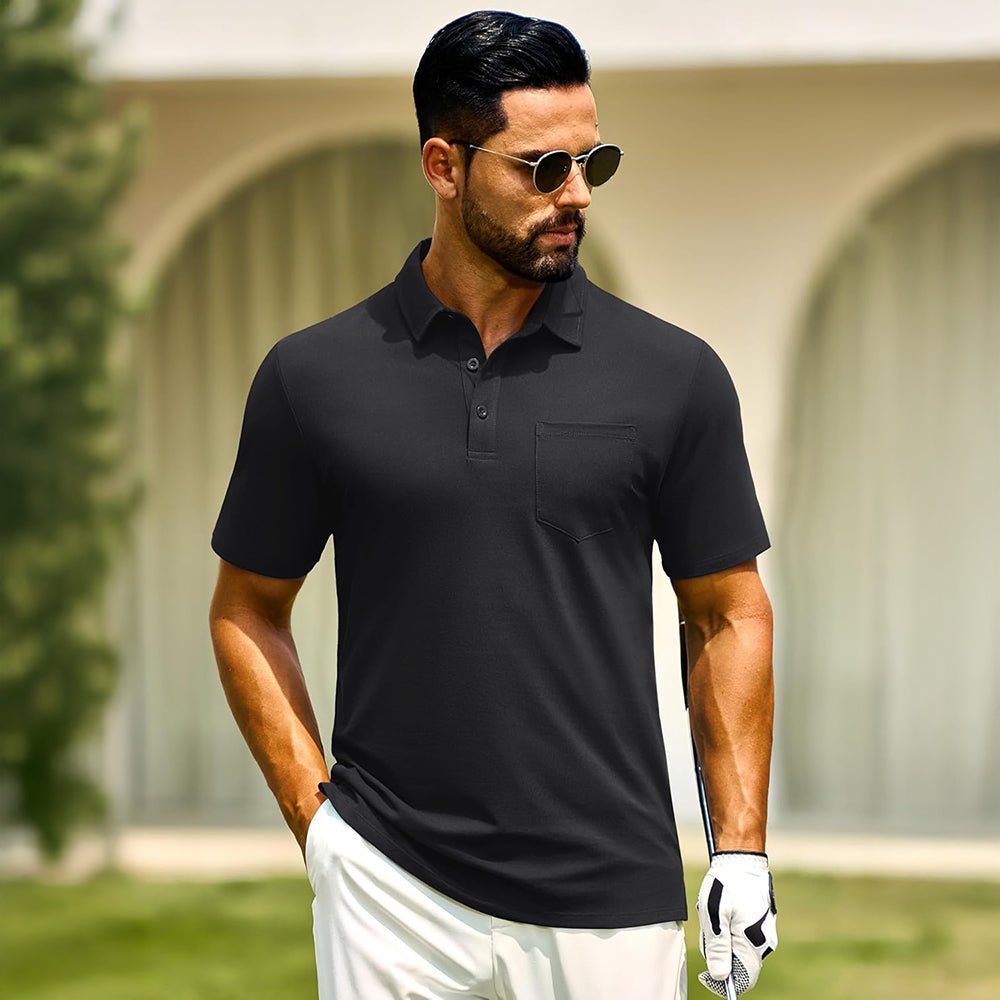 Men's Polo Shirt | Breathable Cotton Blend with Chest Pocket | Comfortable Fit for Golf and Casual Wear 6