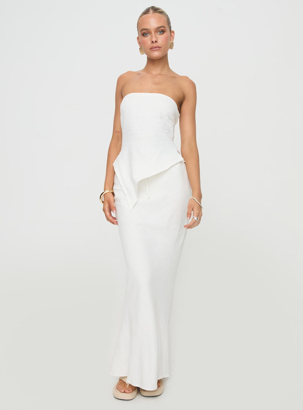 Women's Mercer Linen Blend Maxi Skirt White | Linen Maxi skirt 2