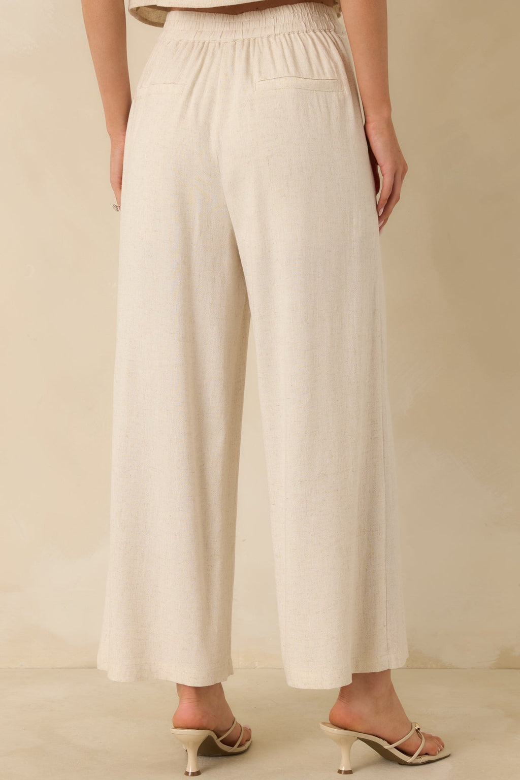 Women's Met Your Match Natural Linen-Blend Wide Leg Pants | 70% Viscose & 30% Linen 5
