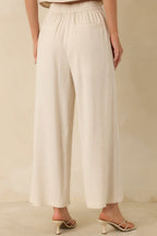 Women's Met Your Match Natural Linen-Blend Wide Leg Pants | 70% Viscose & 30% Linen 5