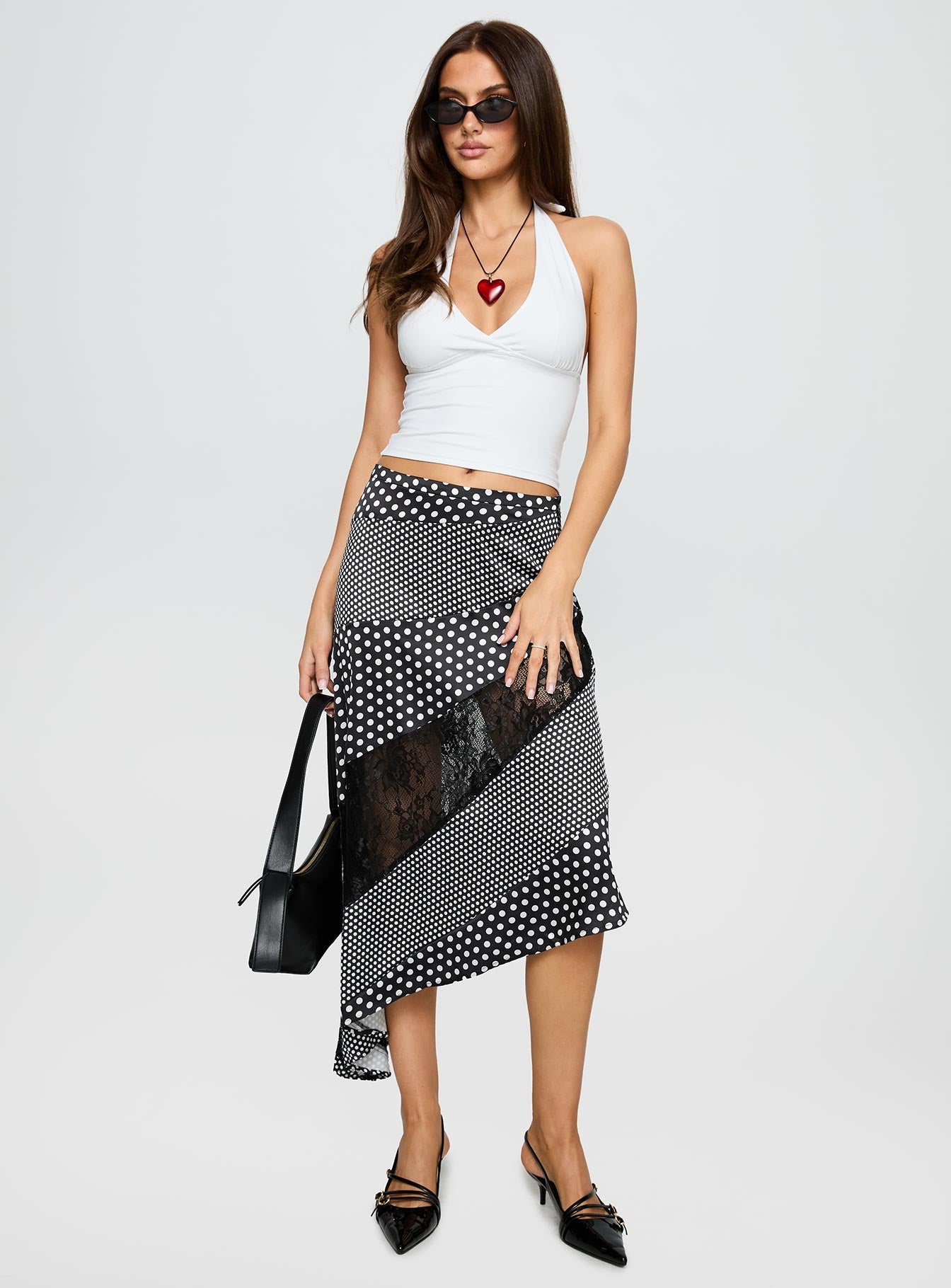 Women's Midnight Memories Asymmetrical Midi Skirt Black Multi 2