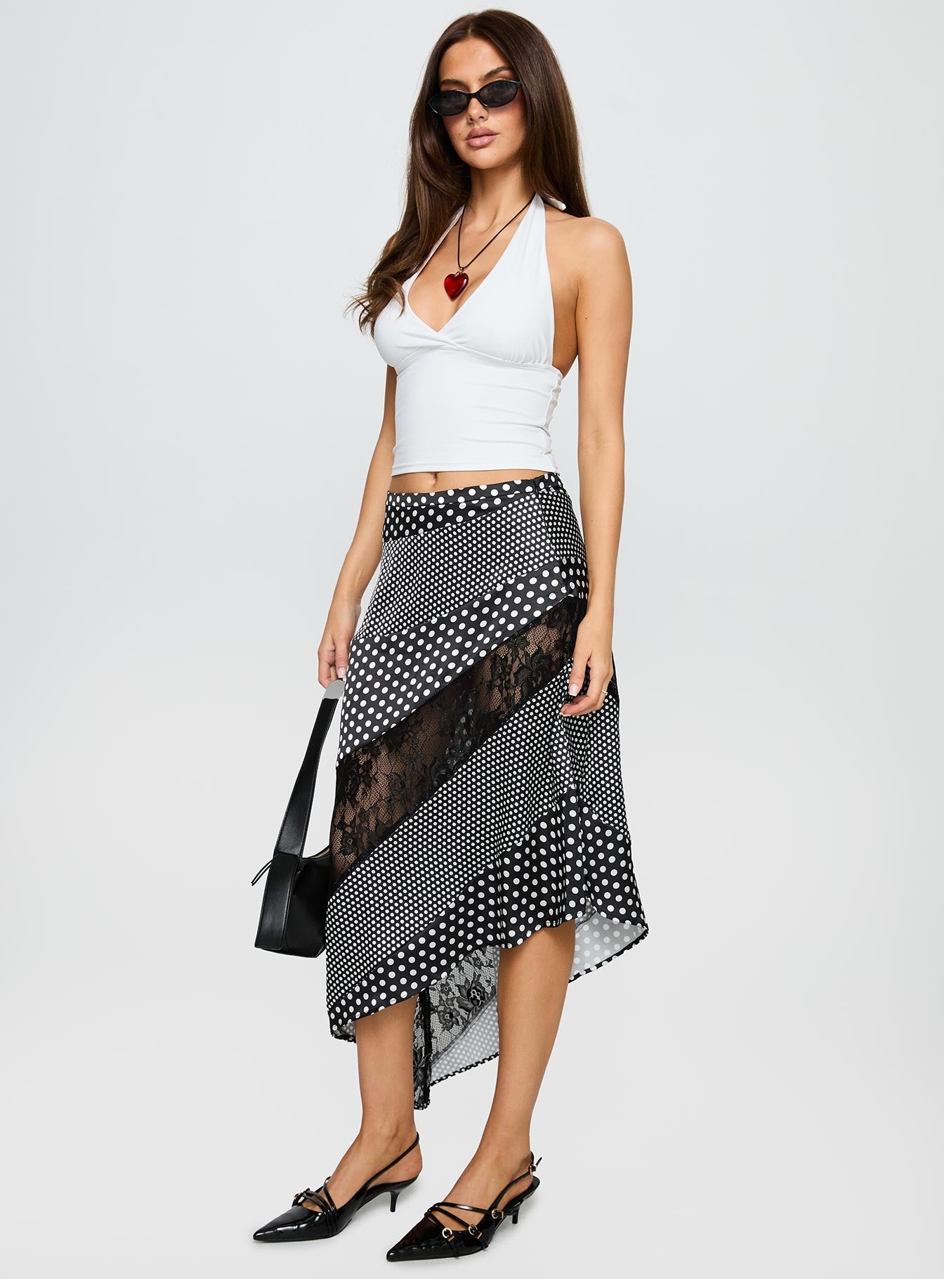Women's Midnight Memories Asymmetrical Midi Skirt Black Multi 3