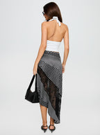 Women's Midnight Memories Asymmetrical Midi Skirt Black Multi 4