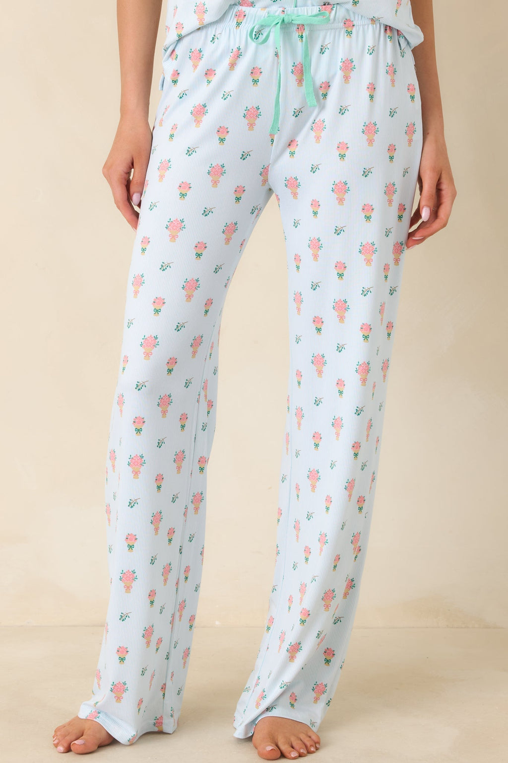 Women's Mint to Be Mine Mint Green Multi Floral Pajama Pants | 95% Polyester & 5% Spandex 4