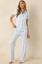 Women's Mint to Be Mine Mint Green Multi Floral Print Short Sleeve Pajama Top | 95% Polyester & 5% Spandex 5