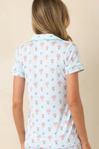 Women's Mint to Be Mine Mint Green Multi Floral Print Short Sleeve Pajama Top | 95% Polyester & 5% Spandex 7